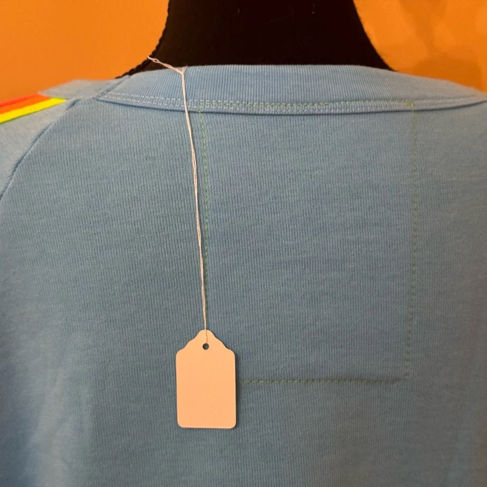 NWT AVIATOR NATION CREWNECK SWEATSHIRT NEON BOLT 5 STRIPES - Picture 3 of 14